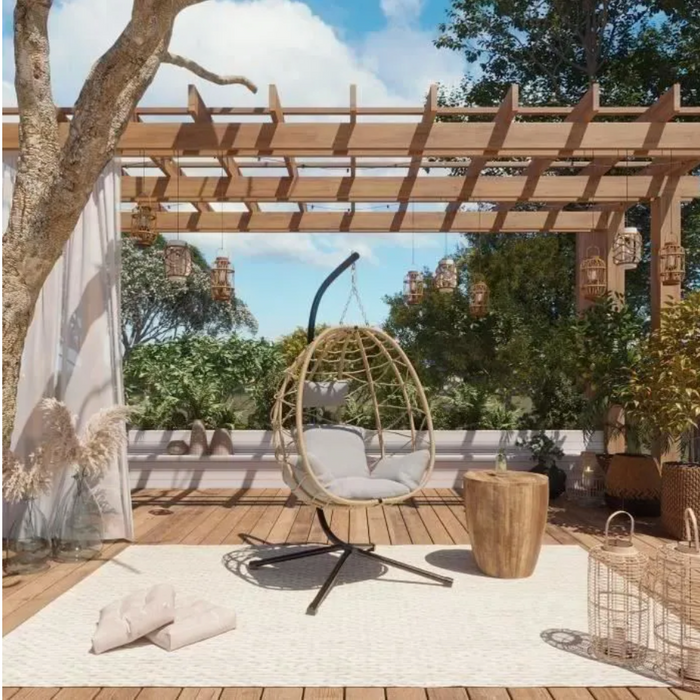 egg hanging chair gey cushion