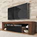Oak tv cabinet with black matte without led