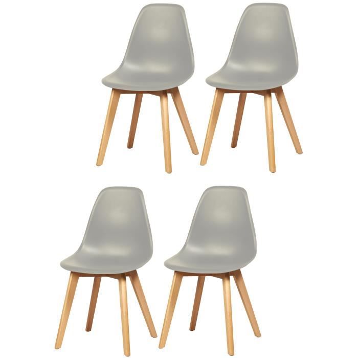 Set of 4 Grey Scandinavian Style Chairs- plastic body and rubber feet