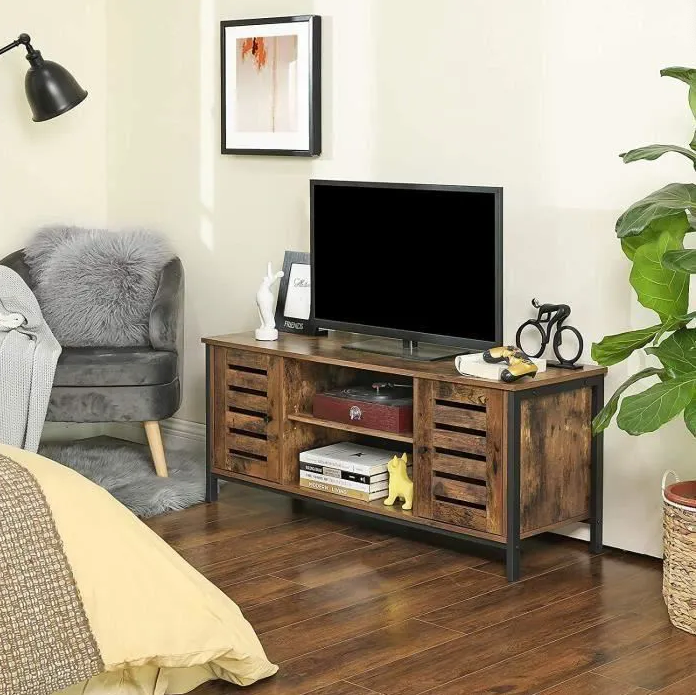 Industrial Style TV Cabinet with wooden structure and metal feet 110cms x 40cms