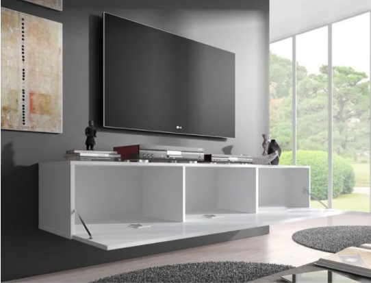 White Floating Tv Unit with storage 3 compartments
