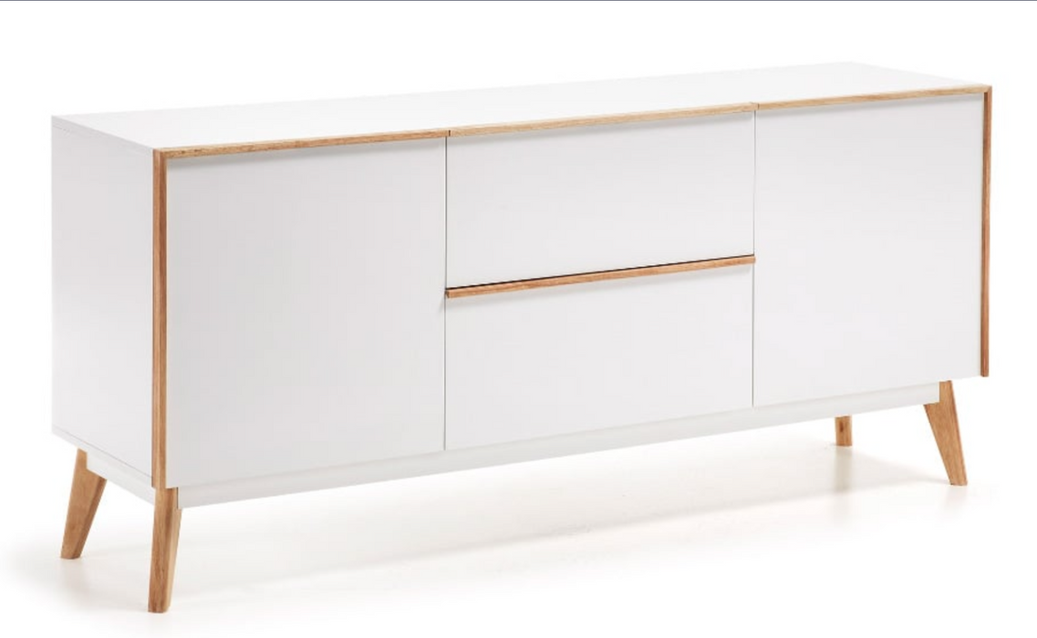 White sideboard with oak trimmings