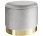 Pouf in velvet grey and gold trim