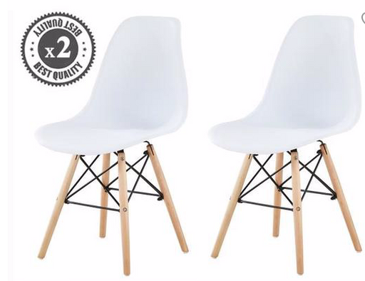 Mannie Set of 2 Modern Design Scandinavian Style Chairs - White - My Discount Malta