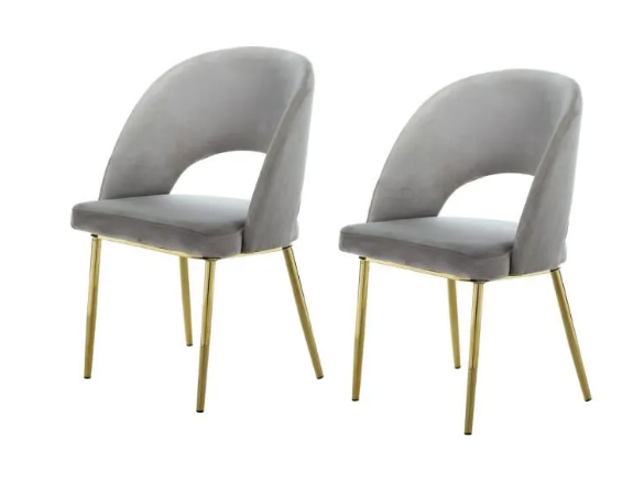 Camille Set of 2 Soft Grey Dining Chairs