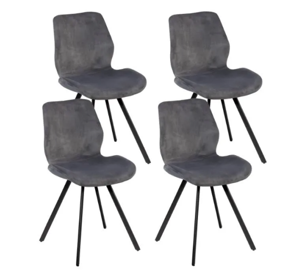 Samuel Gray Chairs with black feet set of 4
