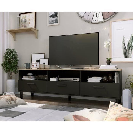 Industrial Style TV unit black and wood