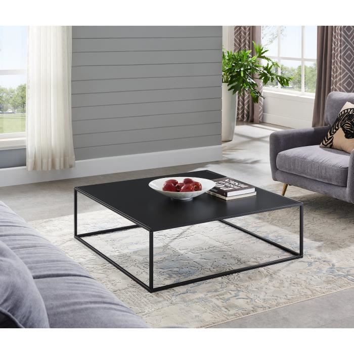 Square Large Black Steel Coffee Table - Industrial Style