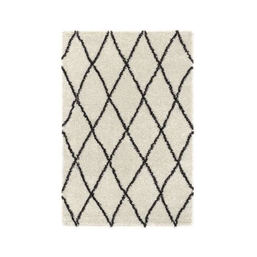 Geometric shaggy carpet cream and brown