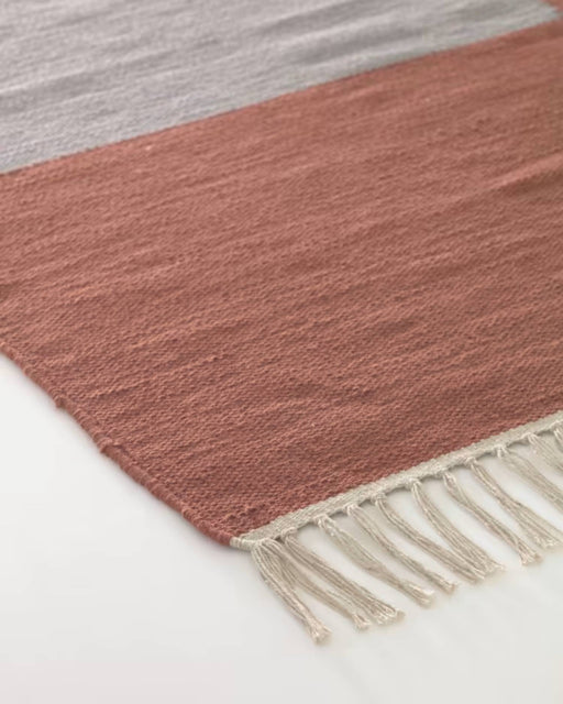 block colours rug with fringe