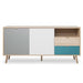 Tuba Side board white grey wood and tourqouise