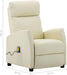 Cream reclining armchair dimensions 100cms x 86cms 
