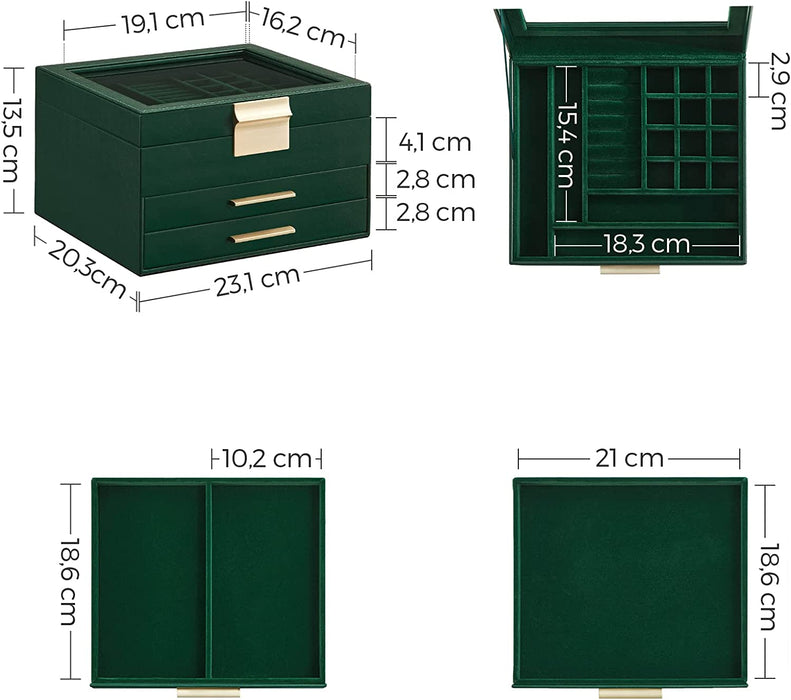 Green with gold trimmings and glass lid