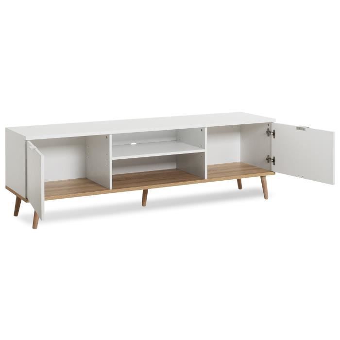 Gutenberg TV Unit - White with wooden features - scandinavian style