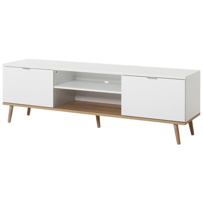 Gutenberg TV Unit - White with wooden features - scandinavian style