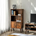 Vasagle Library Rustic storage unit on 3 levels with doors   Bookshelf boutique-discount-malta.myshopify.com My Discount Malta