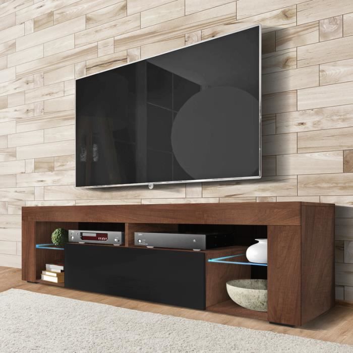 Dark oak with black matte with led on shelves