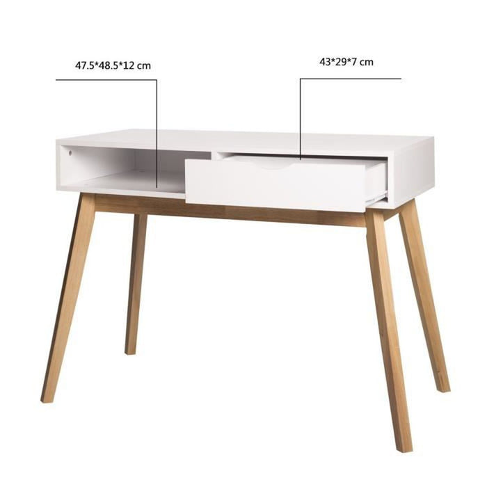 office furniture scandinavian style white top and wooden legs with 2 storage compartments