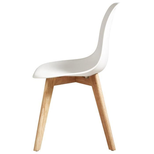 Set of 4 White Scandinavian Style Chairs- plastic body and rubber feet