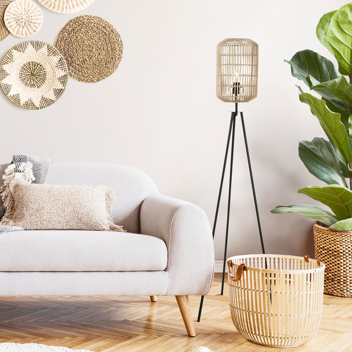 Metal Feet and Rattan Shade