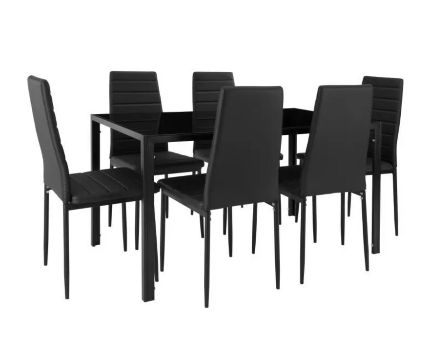 set of 6 table and chairs in black