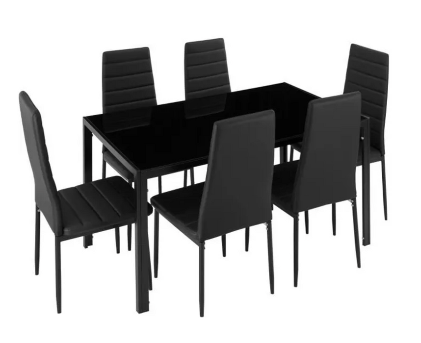 set of 6 table and chairs in black