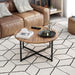 Lora Industrial Style Round Coffee Table - Wooden Top and Metal Feet